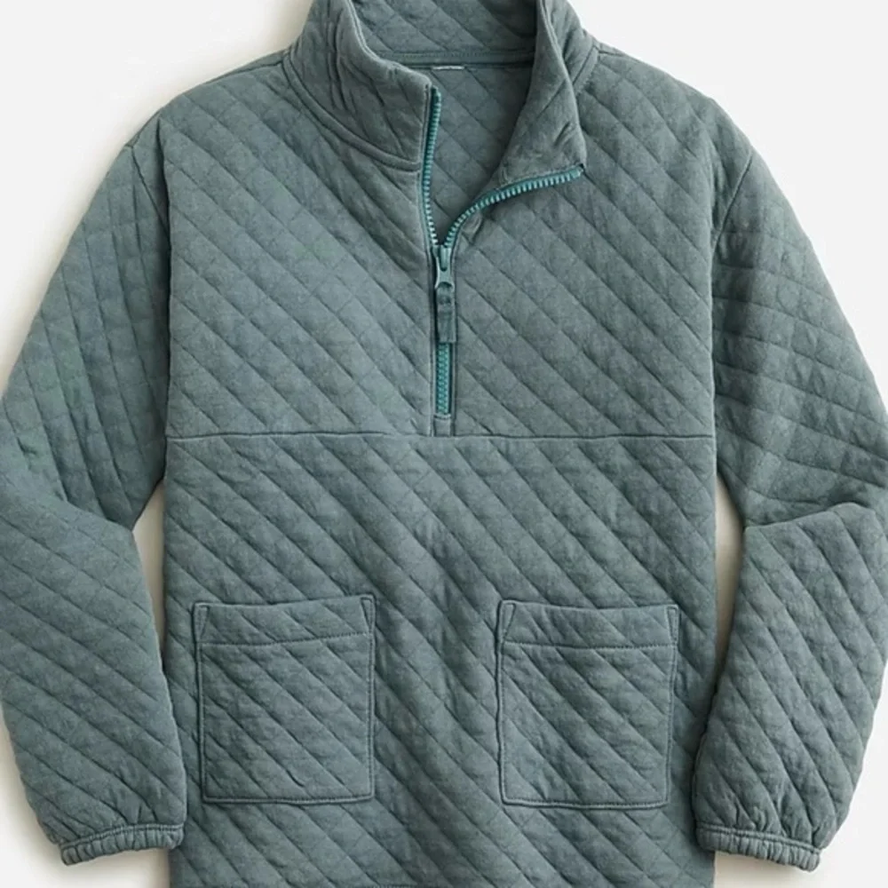 Crewcuts Quilted Pullover in Blue Gray Size 6/8 Medium 3/4 zip Sweatshirt